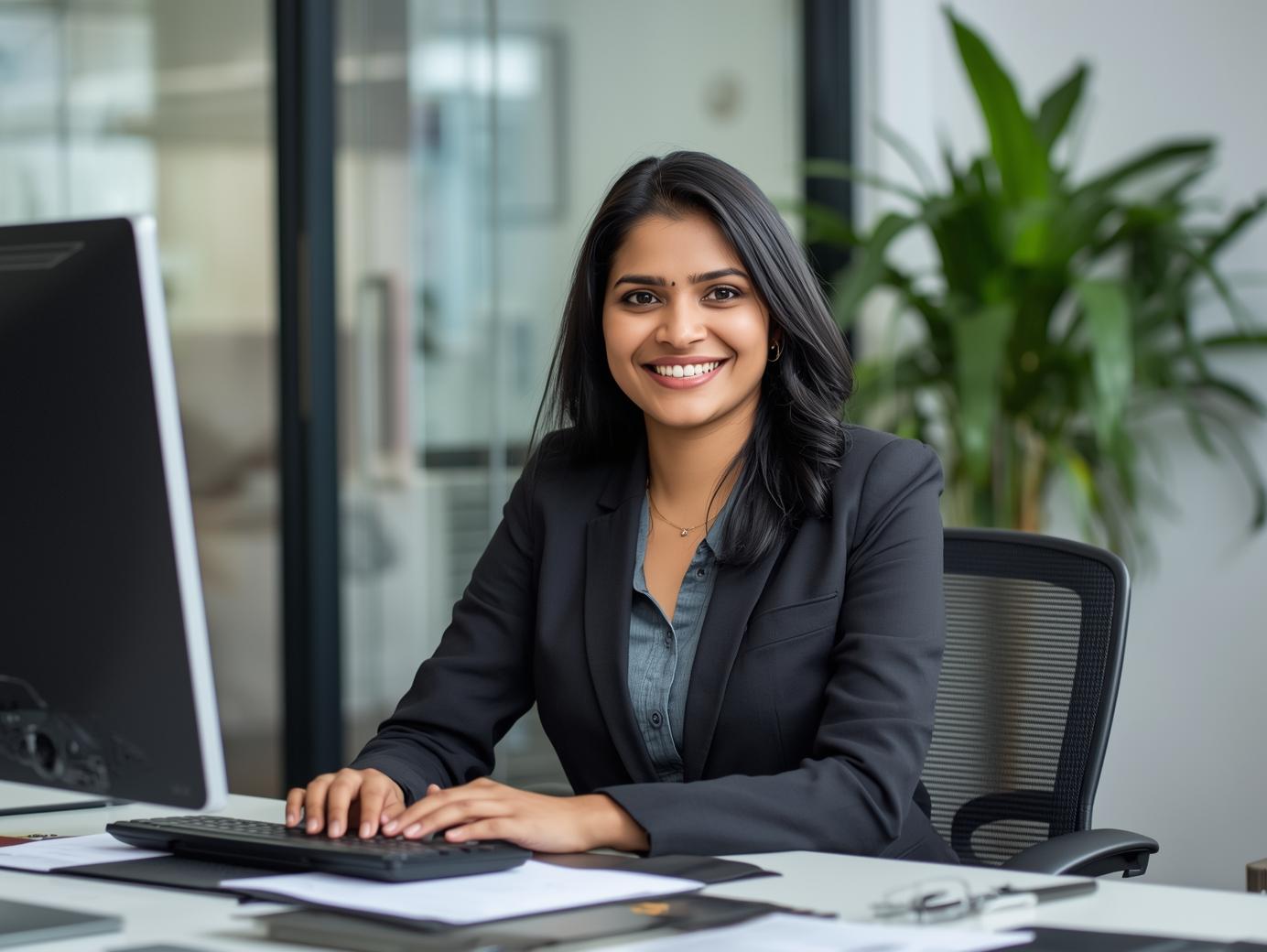 Professional accountant at her desk